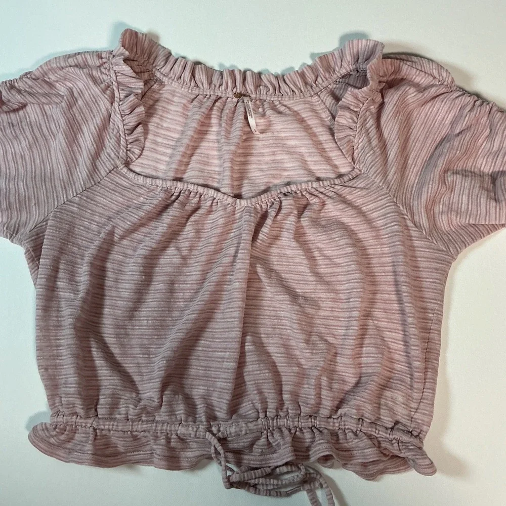 Free People We The Free Dorothy Striped Crop Top Pink White Size S